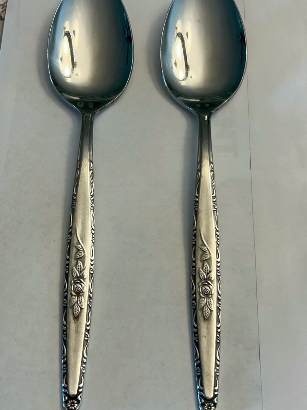 Vintage Stylecraft T&N SYF2 Single Rose Pattern Lg Spoon-Japan (Set of 2)